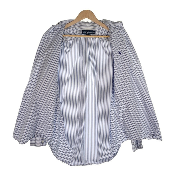 Ralph Lauren ラルフローレン BLAKE ボタンダウン ストライプシャツ ホワイト ネイビー TWO-PLY COTTON Size L 福生店