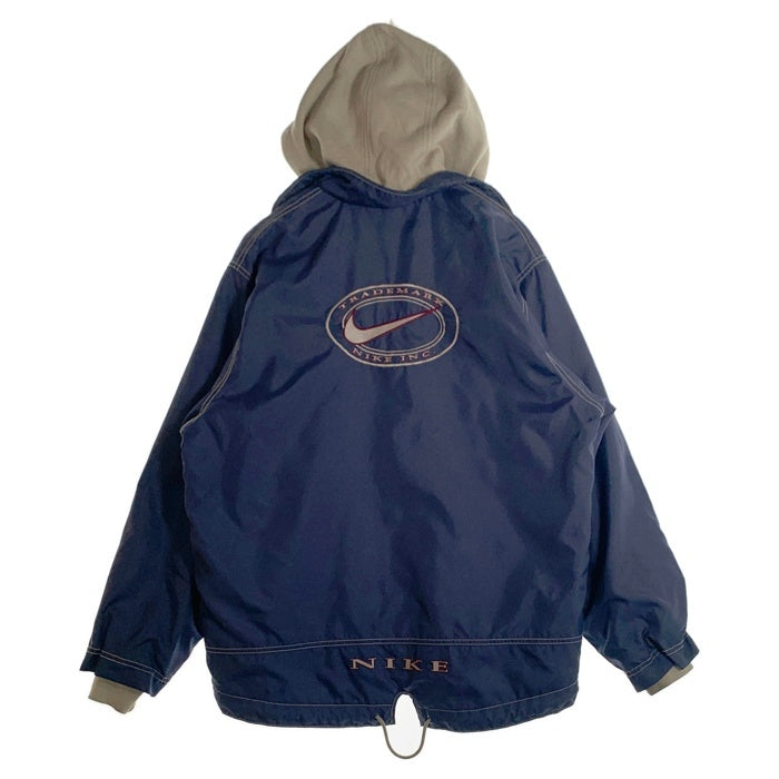 00's NIKE ナイキ ナイロンジャケット スウェットパーカーレイヤード ネイビー ベージュ Size XL 福生店