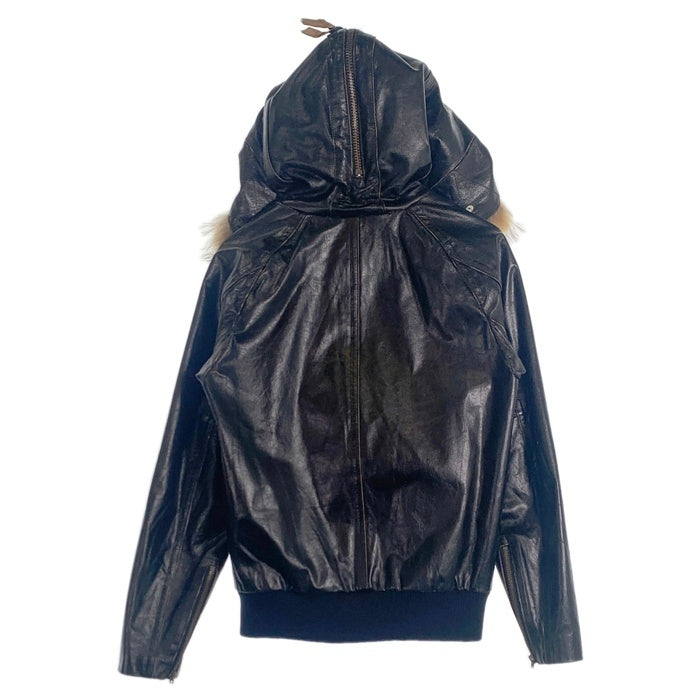 Schott ショット ファーフード レザーライダースジャケット リブ ブラック 牛革 3161012 Size M 福生店