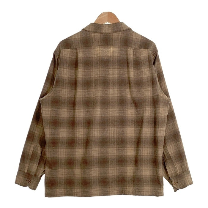 70's PENDLETON ペンドルトン Board Shirts ボードシャツ オンブレチェック ウール ベージュ ブラウン シャドー USA製 Size XL 福生店