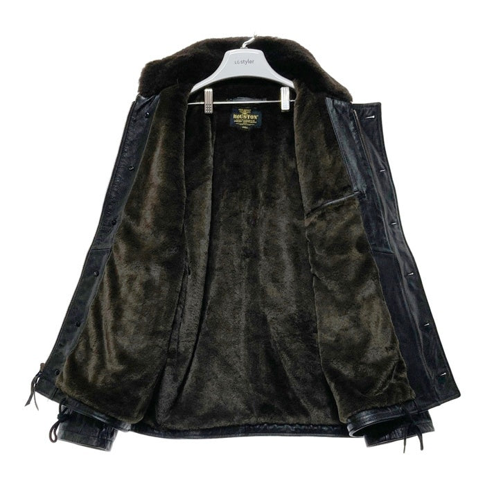 HOUSTON ヒューストン 8177 COW LEATHER N-1 DECK JACKET カウレザー デッキジャケット ブラック Size 44R 瑞穂店