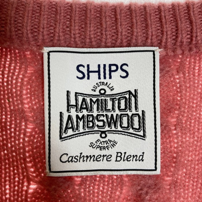 SHIPS シップス HAMILTON LAMBSWOOL cashmere Blend キャメル クルーネックニットプルオーバー ウール カシミヤブレンド ピンク size- 瑞穂店