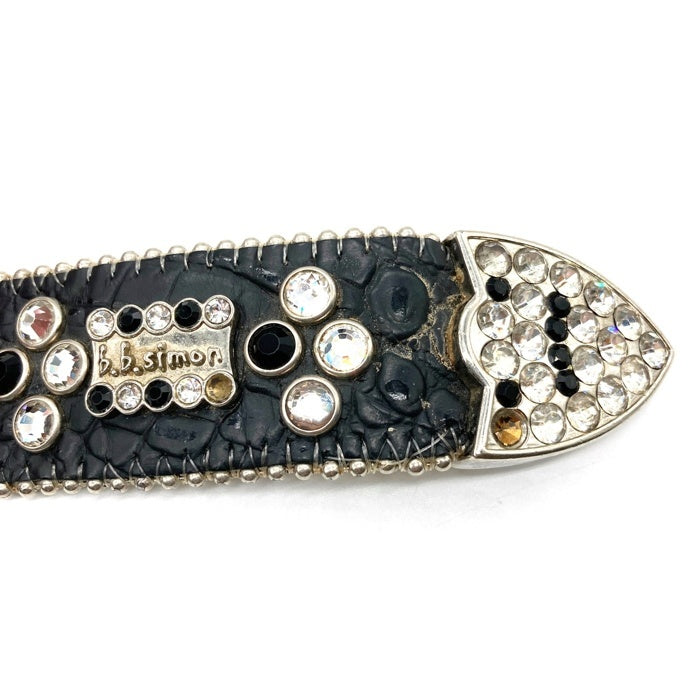 b.b.simon ビービーサイモン スタッズ レザーベルト ブラック Size 36 瑞穂店