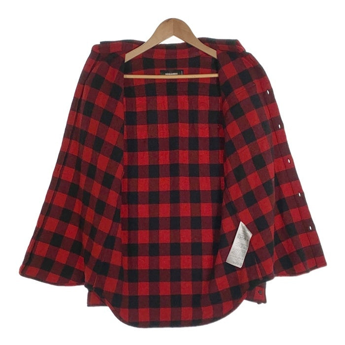 DSQUARED2 ディースクエアード Relax Dan D.B. Shirt バッファローチェックウールシャツ ボタンダウン レッド S71DM0655 S78301 Size 44 福生店