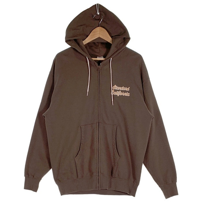 STANDARD CALIFORNIA スタンダードカリフォルニア SD US Cotton Script Logo Zip Hood Sweat コットン スクリプト ロゴ ジップ フード スウェット フーディー パーカー ブラウン Size XL 福生店