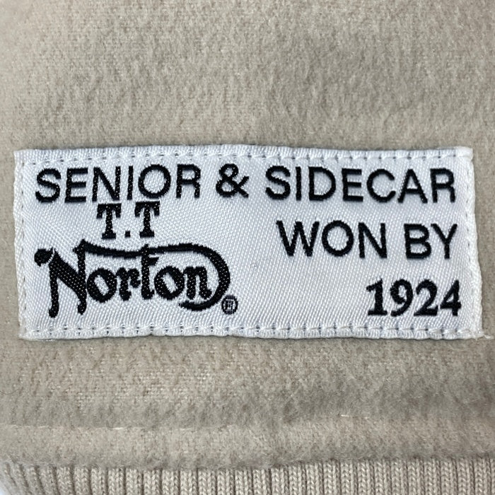 Norton ノートン 243N1707 ワッペン 刺繡 スタジャン ジャケット 袖フェイクレザー オフホワイト SizeXL 瑞穂店