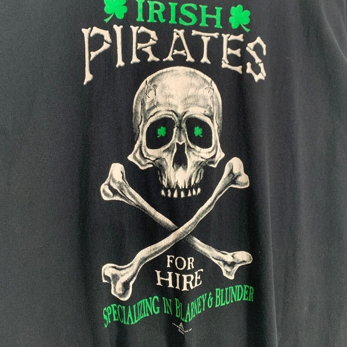 00's IRISH PIRATES FOR HIRE スカルボーン プリントTシャツ ブラック 2005コピーライト anvil Size 2XL 福生店