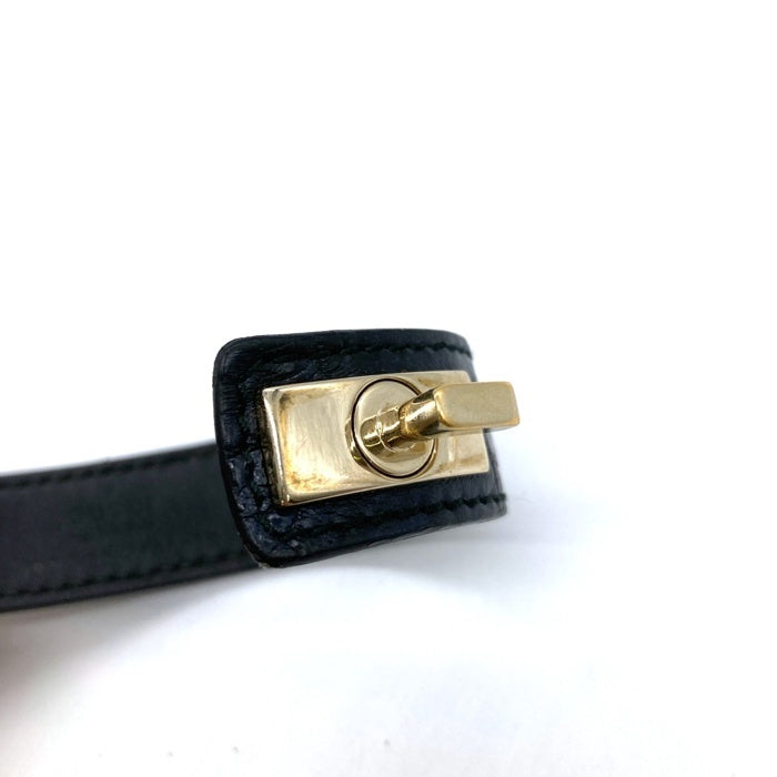 GUCCI グッチ レザーブレスレット ブラック ゴールド 137022 Size 腕回り19-20cm 瑞穂店