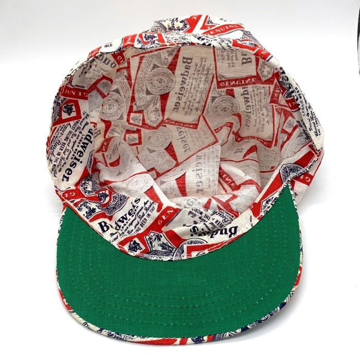 70-80's Budweiser バドワイザー 総柄 キャスケット ワークキャップ つば裏緑 Size XL 福生店