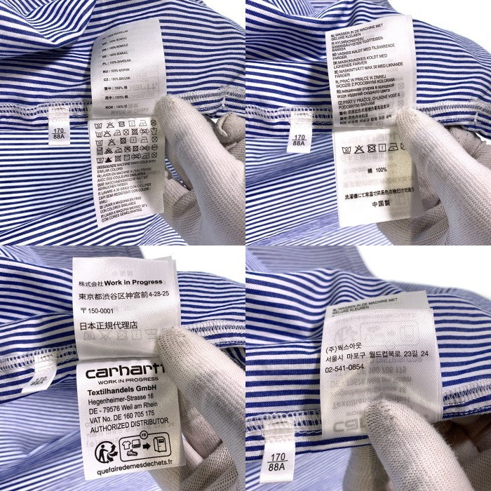 Carhartt WIP カーハートワークインプログレス L/S ASHER SHIRT ロングスリーブ アッシャーシャツ ストライプ ホワイト ブルー スナップボタン Size S 福生店