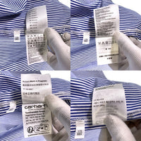 Carhartt WIP カーハートワークインプログレス L/S ASHER SHIRT ロングスリーブ アッシャーシャツ ストライプ ホワイト ブルー スナップボタン Size S 福生店
