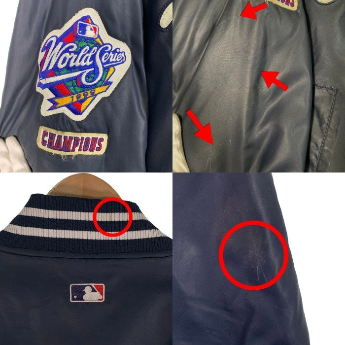Majestic マジェスティック ニューヨーク・ヤンキース ナイロン スタジャン ネイビー 中綿 ワッペン ネイビー 韓国製 Size XXL 福生店