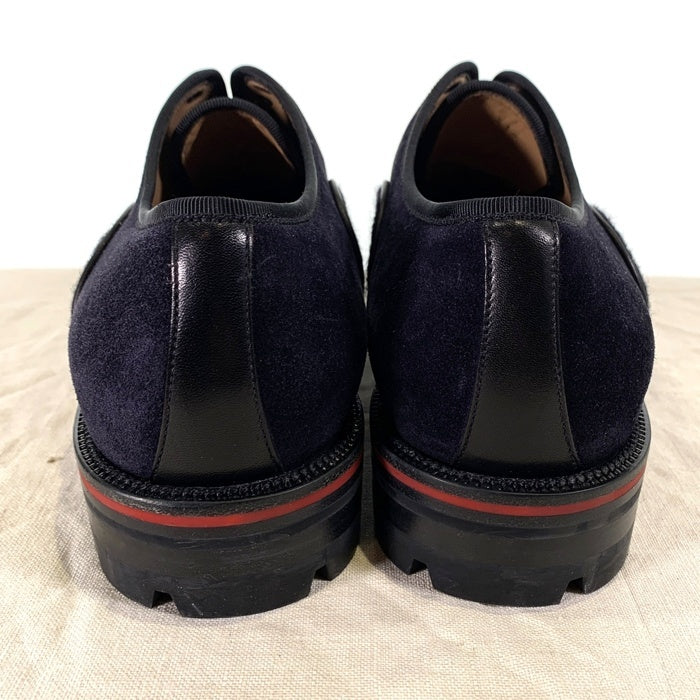 Christian Louboutin クリスチャンルブタン HUBERTUS FLAT VEAU レザー スウェード ウール ドレスシューズ キャップトゥ ブラック ネイビー Size 41 1/2 (26.5cm) 福生店