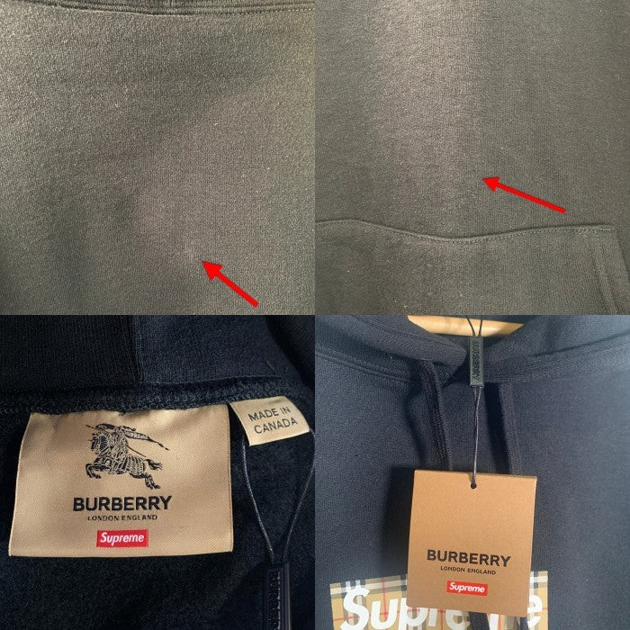 SUPREME シュプリーム 22SS BURBERRY バーバリー Box Logo Hooded Sweatshirt ボックスロゴ プルオーバースウェットパーカー ブラック Size XXL 福生店