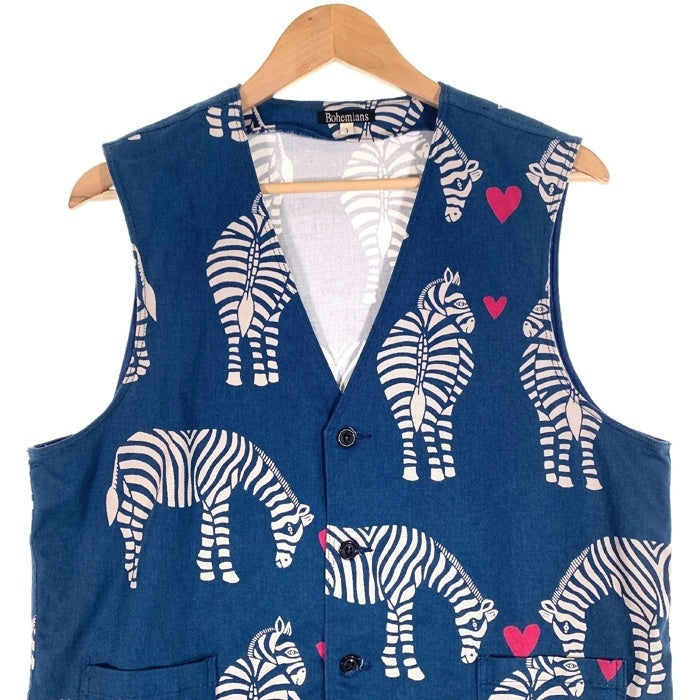 Bohemians ボヘミアンズ ゼブラプリント ベスト ジレ ネイビー Size 3 福生店