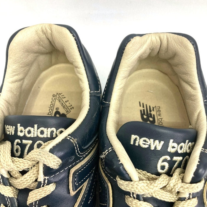 New Balance ニューバランス M670NVY イングランド製 レザー スニーカー ネイビー sizeUS7 瑞穂店