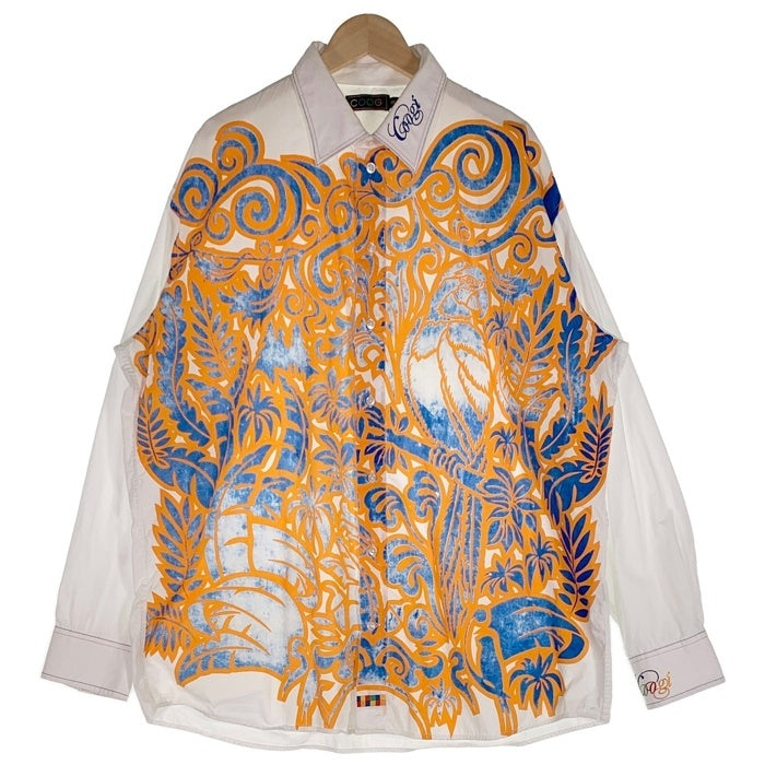 00's COOGI クージー コットンシャツ プリント ロゴ刺繡 長袖 ホワイト Size XXL 福生店