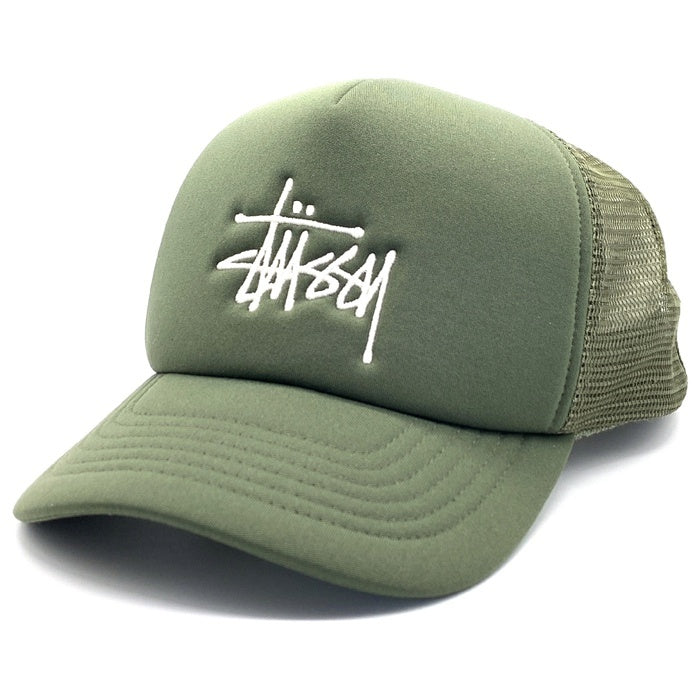 STUSSY ステューシー ロゴ刺繡 トラッカーキャップ メッシュ スナップバック オリーブ 福生店