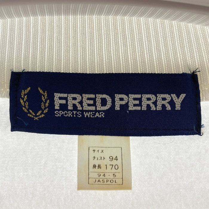 FRED PERRY フレッドペリー PWS-1500 80s ヒットユニオン製 刺繍ロゴ ハイネック トラックジャケット ホワイト size- 瑞穂店