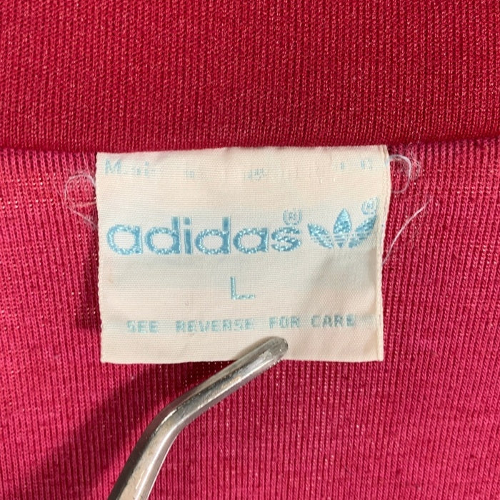 80's adidas アディダス トラックジャケット トレフォイル 刺繡ロゴ レッド Size L 福生店