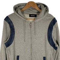 DIESEL ディーゼル デニムライン ジップアップスウェットパーカー グレー Size S 福生店