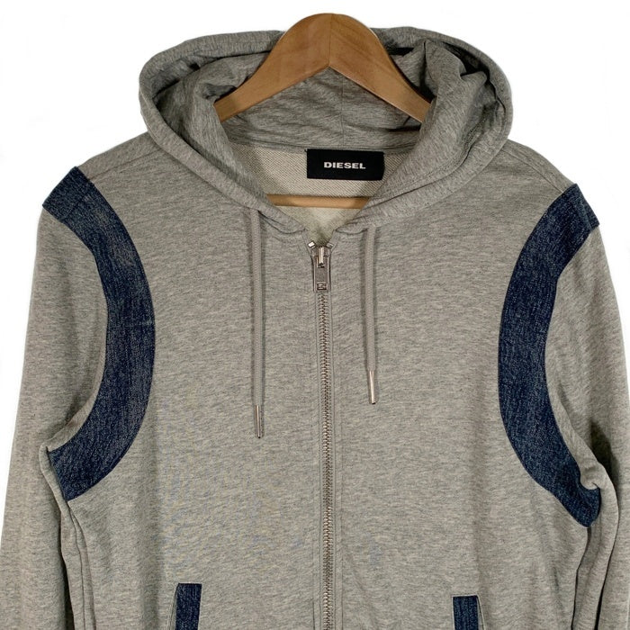 DIESEL ディーゼル デニムライン ジップアップスウェットパーカー グレー Size S 福生店