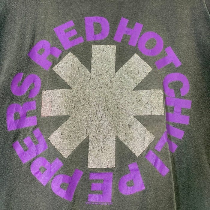 Red Hot Chilli Peppers レッドホットチリペッパーズ 1992ツアー プリントTシャツ ブラック ラメ Giant 1992コピーライト Size XL 相当 福生店