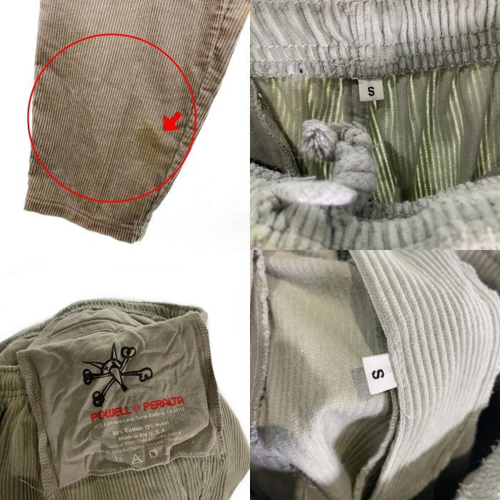 90's POWELL PERALTA パウエルペラルタ 太畝コーデュロイ テーパードパンツ ライトグリーン USA製 コットン ナイロン Size M 福生店