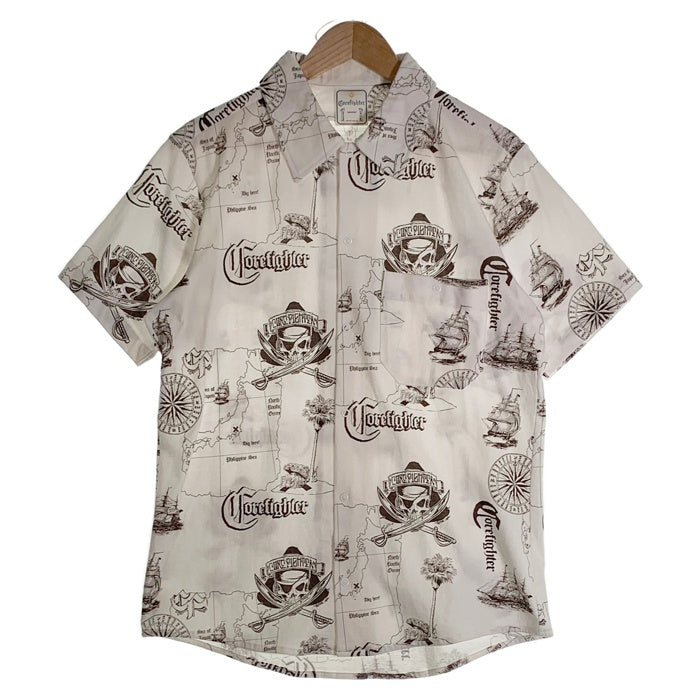 CORE FIGHTER コアファイター マルチプリント 半袖 コットンシャツ ホワイト スナップボタン 2 Size M 福生店