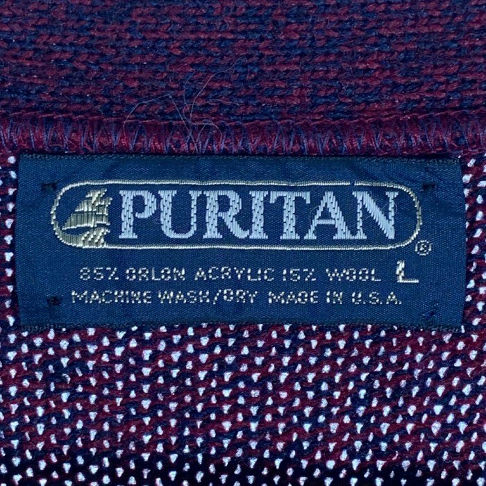 90's PURITAN ピューリタン ニットベスト ボタン ボルドー アクリル ウール Size L 福生店