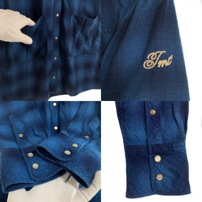 TMT ティーエムティー 15AW シャドーチェック ウエスタン ロングフランネルシャツ ブルー TSH-F15EC04 Size L 福生店
