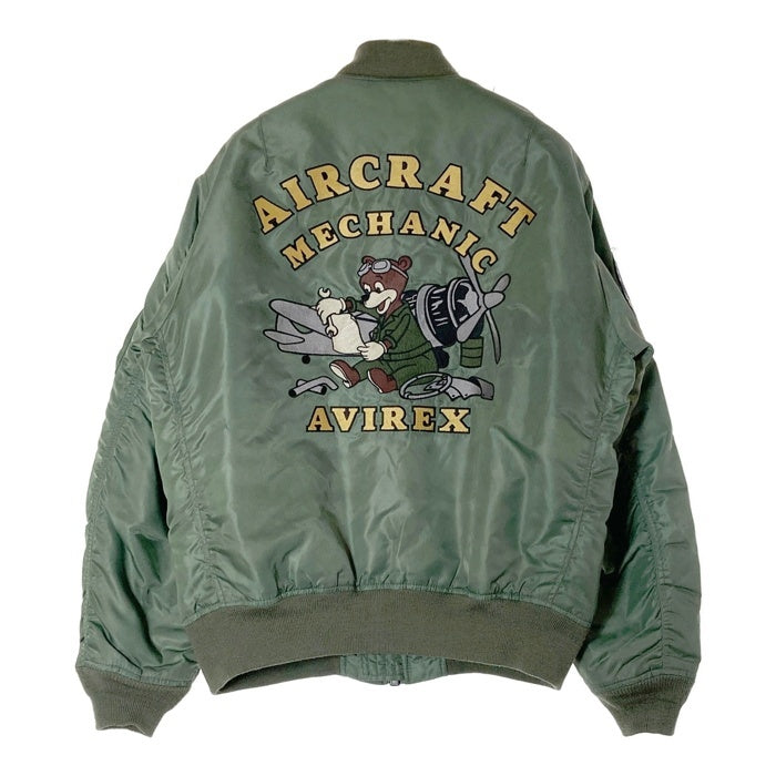 AVIREX アヴィレックス 6112156 直営店限定 IRCRAFT MECHANIC バック刺繍 MA-1 フライトジャケット オリーブ sizeXL 瑞穂店
