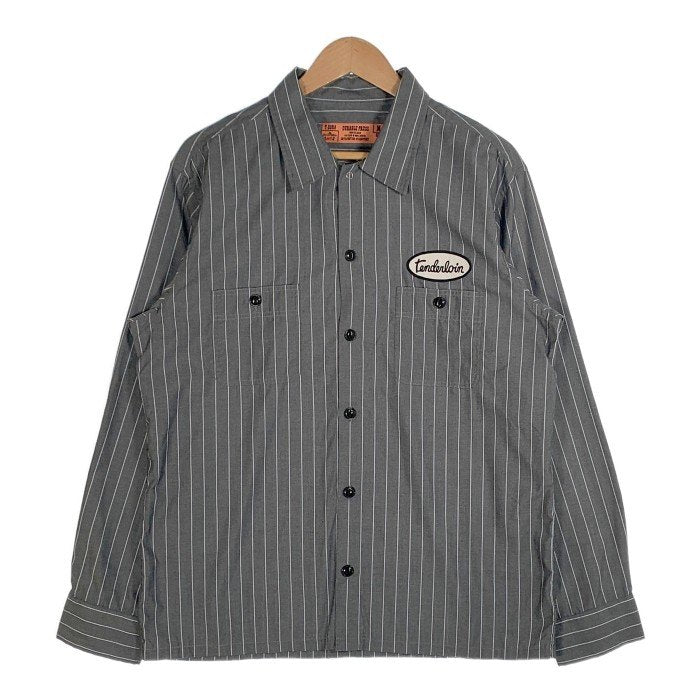 TENDERLOIN テンダーロイン T-WORK SHT ワッペン ストライプシャツ 長袖 チャコールグレー Size M 福生店