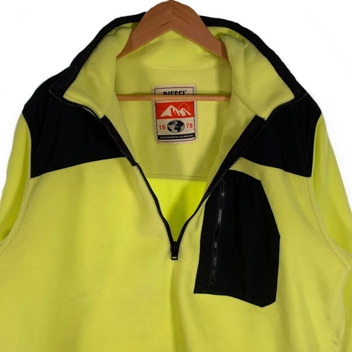 DIESEL ディーゼル S-TRAIL ハーフジップ プルオーバーフリースジャケット 蛍光イエロー Size XL 福生店