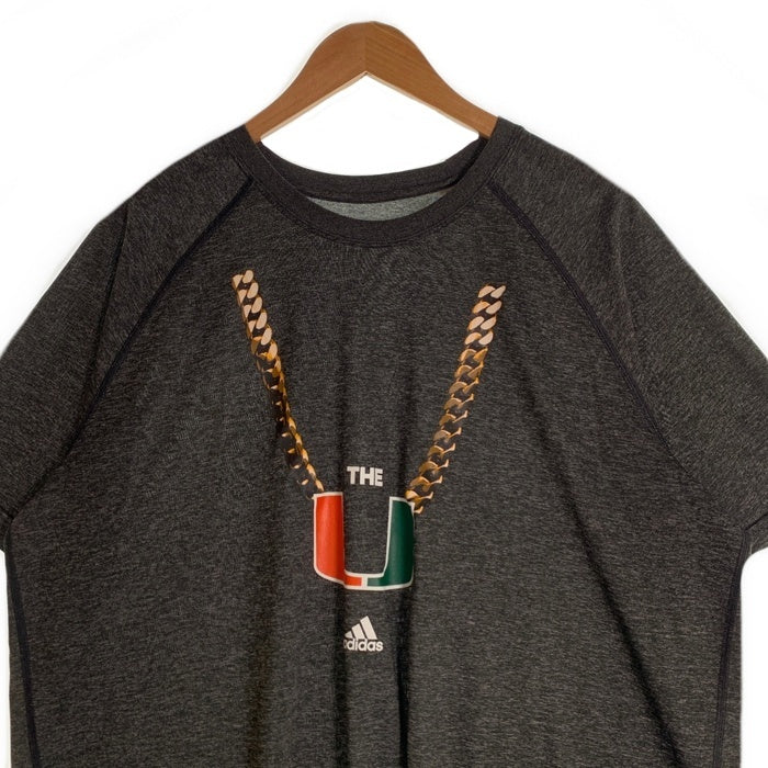 ADIDAS アディダス マイアミ大学 カレッジロゴ 半袖 Tシャツ チャコール Size 2XL 福生店