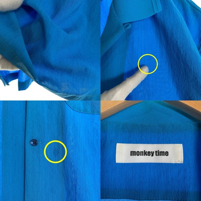 monkey time モンキータイム renu TRO KNIT COLLAR OPEN SHIRT ニットオープンカラー ショートスリーブシャツ ブルー 半袖 8316-144-0320 Size XL 福生店