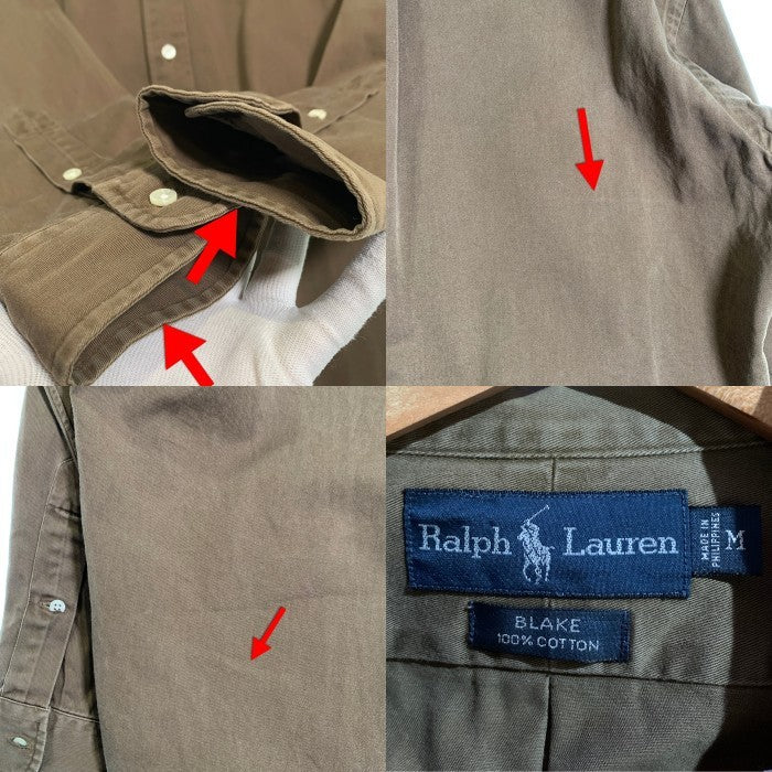Ralph Lauren ラルフローレン BLAKE コットン ボタンダウンシャツ 長袖 ブラウン Size M 福生店