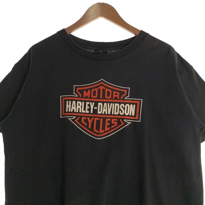 90's~ HARLEY DAVIDSON ハーレーダビッドソン バー&シールド イーグル プリントTシャツ ブラック 1999コピーライト Size XL 福生店