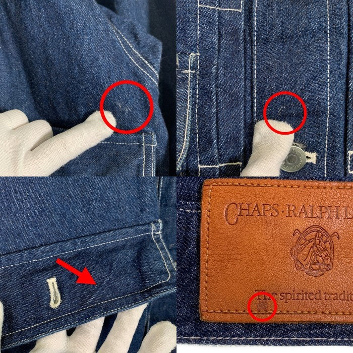 CHAPS RALPH LAUREN チャｯプス ラルフローレン デニムジャケット インディゴ 襟コーデュロイ バックルバック Size M 福生店