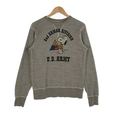 BUZZ RICKSON'S バズリクソンズ U.S.ARMY 2nd ARMOR DIVISION スヌーピープリント 前V スウェットトレーナー グレー Size M 福生店