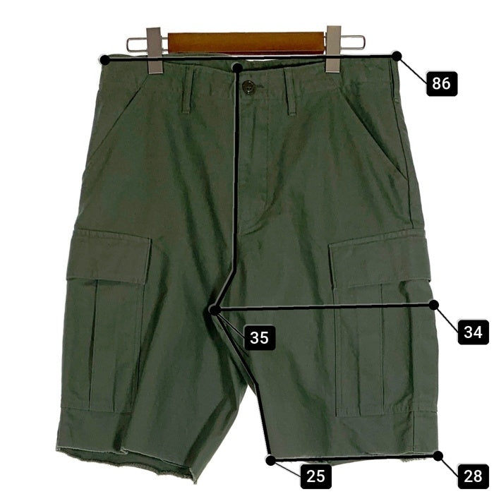DESCENDANT ディセンダント ミリタリーカーゴショーツ ショートパンツ グリーン 裾カットオフ Size 3 福生店