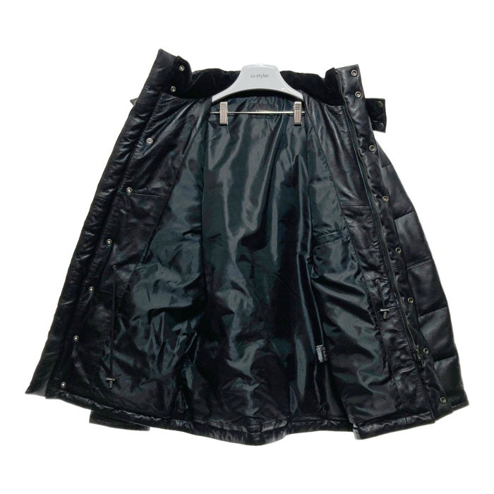 Liugoo Leathers リューグーレザーズ ラムレザー ロングダウンコート ジャケット ファー ブラック Size L 瑞穂店