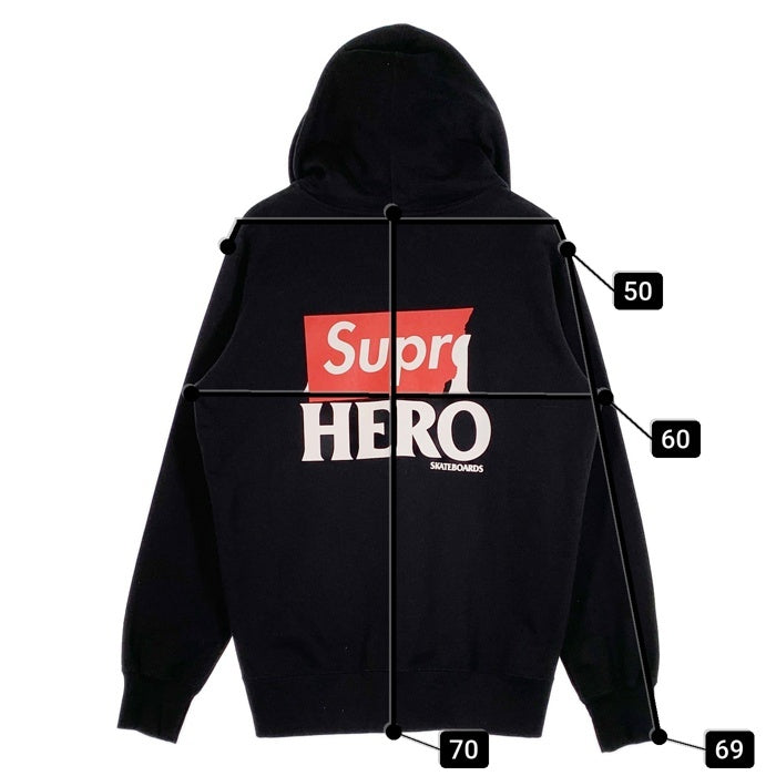SUPREME シュプリーム 14SS ANTI HERO アンタイヒーロー Zip-Up Sweatshirts ジップアップ スウェットパーカー ブラック バックプリント Size L 福生店