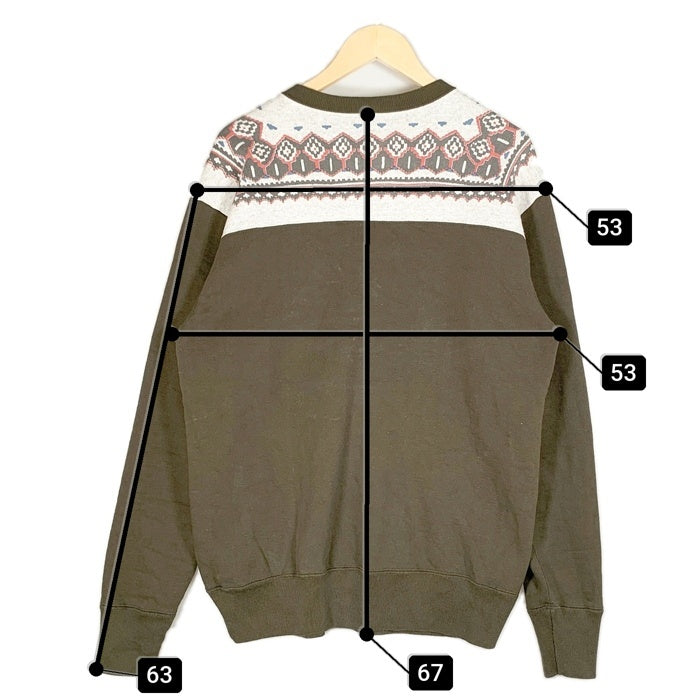DELUXE WEAR デラックスウエア 雪柄 ハーフジップ スウェットトレーナー オリーブ Size XL 福生店