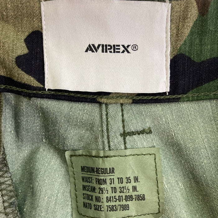 AVIREX アヴィレックス US.ARMY Trousers ペイント ワッペン リメイク カーゴパンツ ウッドランドカモ カーキ sizeL 瑞穂店