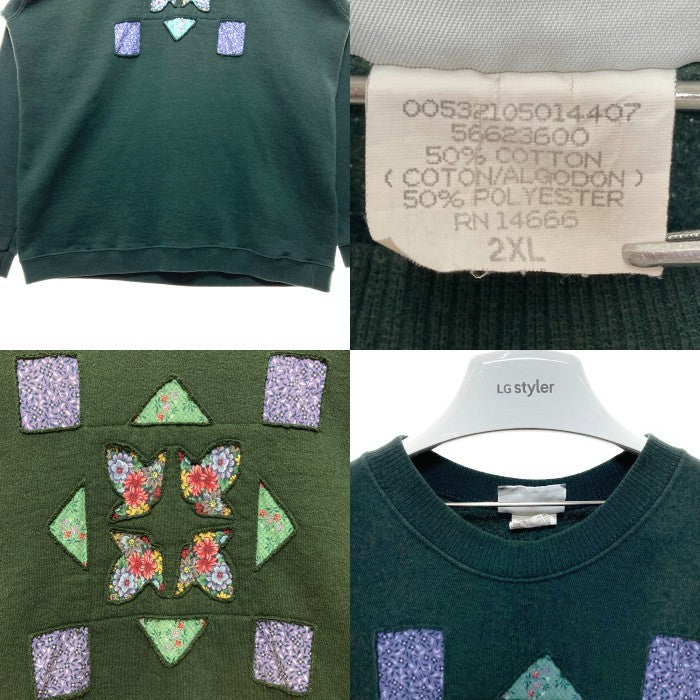 Lee リー USA製 パッチワーク スウェットトレーナー グリーン size2XL 瑞穂店