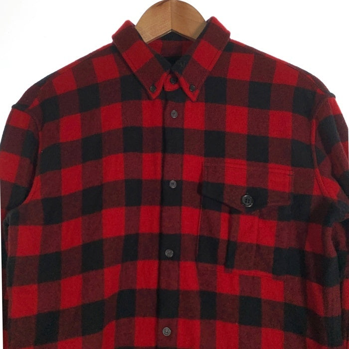 DSQUARED2 ディースクエアード Relax Dan D.B. Shirt バッファローチェックウールシャツ ボタンダウン レッド S71DM0655 S78301 Size 44 福生店