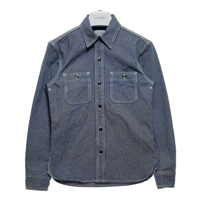 FLAT HEAD フラットヘッド ピンヒッコリー ワークシャツ ネイビー ホワイト CO-10W Size 36 瑞穂店