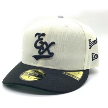 EXAMPLE エグザンプル New Era ニューエラ 59FIFTY 刺繡 2トーン ベースボールキャップ ナチュラル ブラック Size 7 5/8 (60.6cm) 福生店