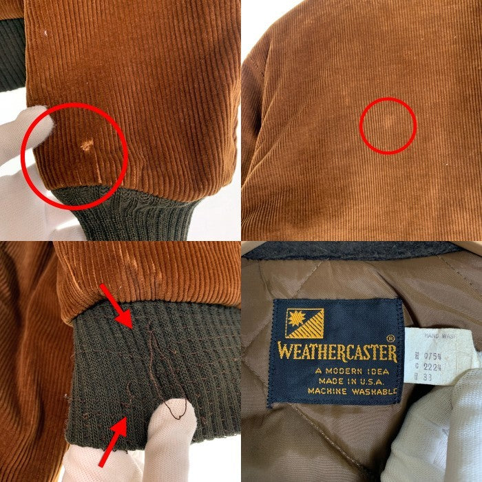 70's WEATHERCASTER ウェザーキャスター ジップアップコーデュロイジャケット 襟ボア リブ ブラウン USA製 Size 38 福生店